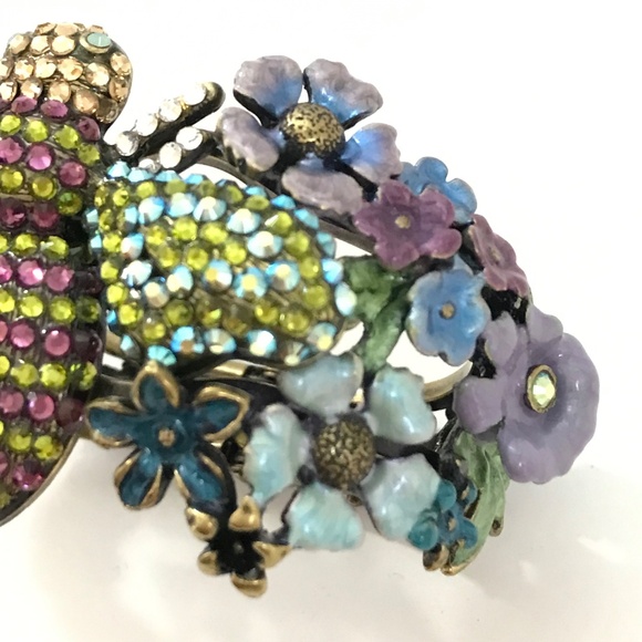 KIRKS FOLLY Bee Rhinestone Cuff Bracelet Jeweled Bee Flowers To Be or Not To Bee - Picture 13 of 16